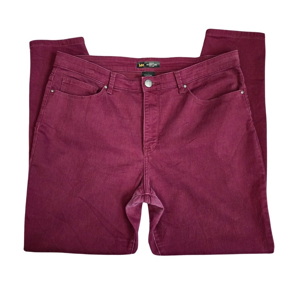 Lee Slim Fit Skinny Leg Mid Rise Sculpting Red Jeans‎ Pants Bottoms Size 12/36